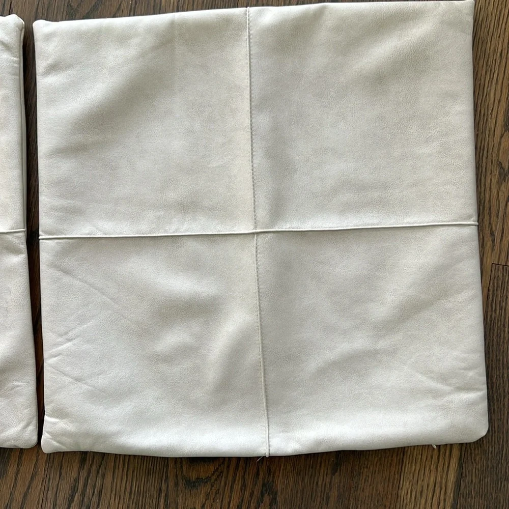 Set of Two Faux Leather Pillow Covers, 16x16
